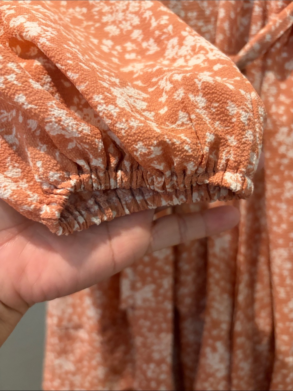 Inspired Hearts Peach Floral Wrap Dress with White Print - Picture 3 of 5